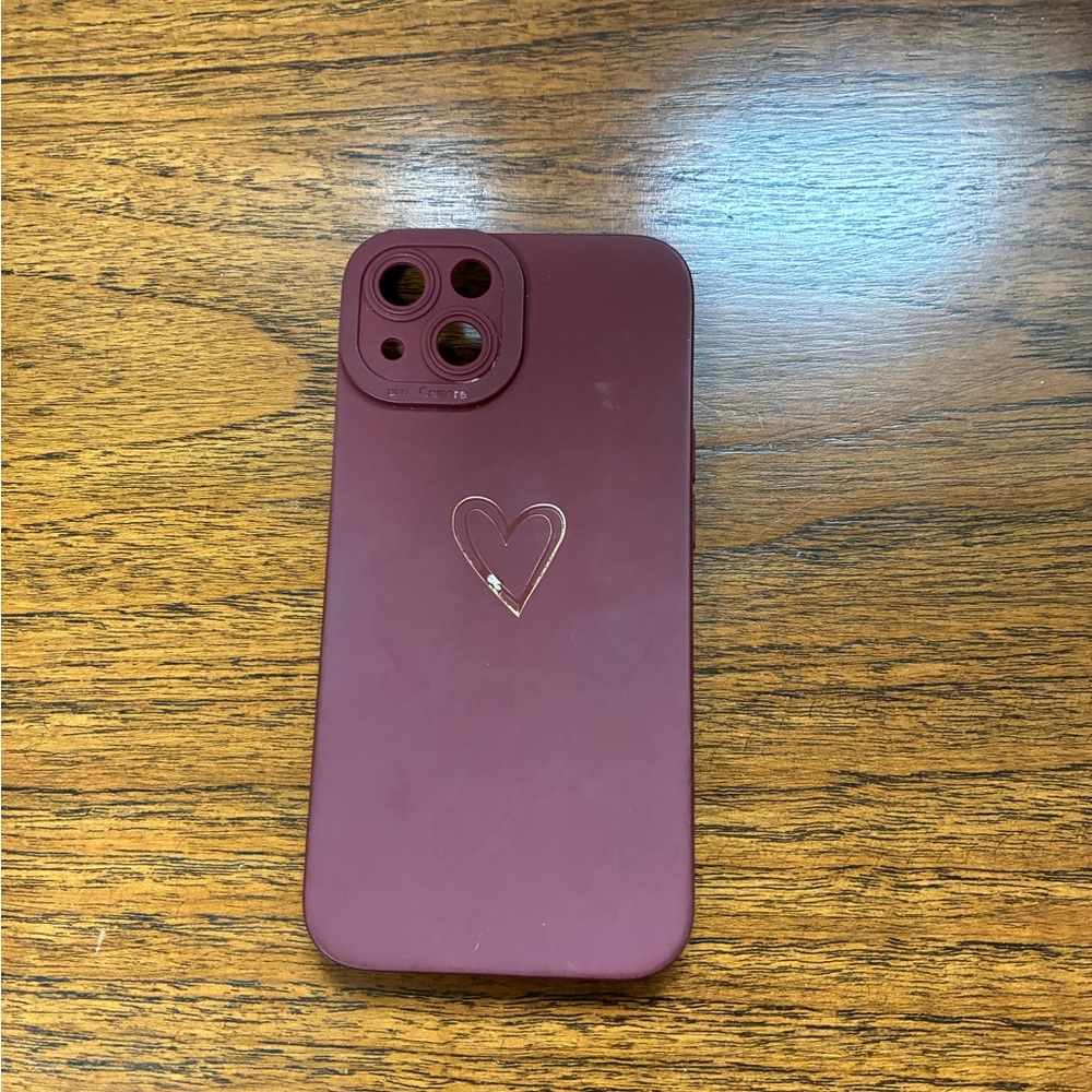 iPhone 13 Burgundy Heart Phone Case with camera protection